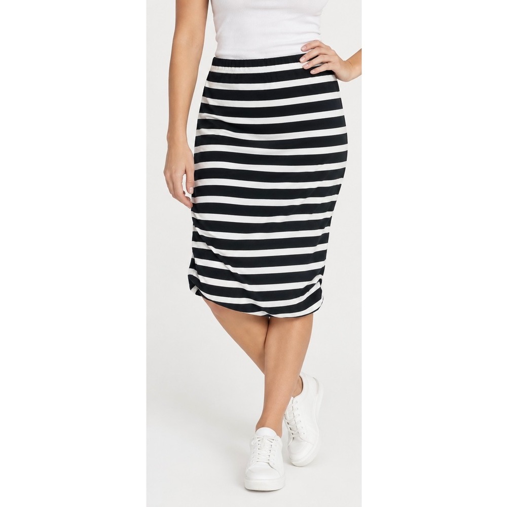 Gap Navy White Striped Midi Tube Skirt Womens S Stretch Jersey Pull On NWT